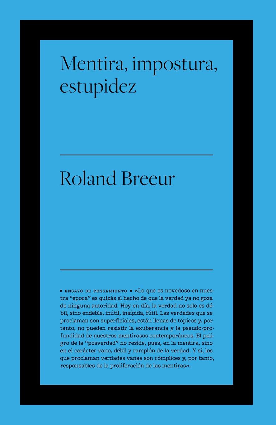 Mentira, impostura y estupidez | 9788418236495 | Breeur, Roland